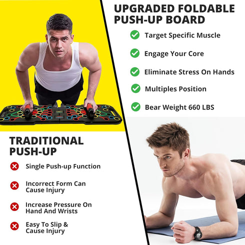 Push Up Board for Men & Women, 60 in 1 Foldable Pushup Board for Home Gym & Office, Multi-Functional Workout Equipment