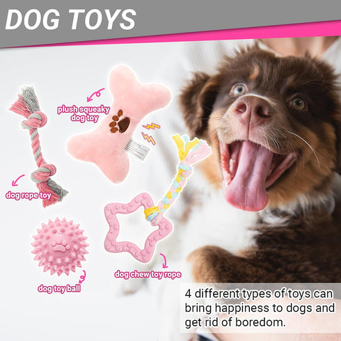 26 FLYSTAR Puppy Starter Kit for Small Dogs, pcs Dog Supplies, Dog Toys, Collar & Leash, Training Clicker, Treat Bag