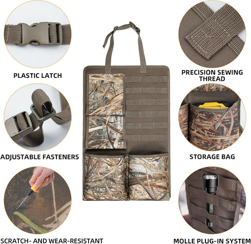 2 Pack Seat Back Gun Rack for Truck - Molle Panel Organizer, Camo Front Seat Gun Holder for Hunting