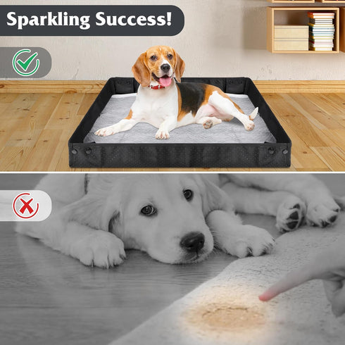 Large(37"x31"x2") Leekalos Portable Dog Pee Pads Holder for Travel, Puppy Pad Holder Foldable Liner Base, Dogs Litter