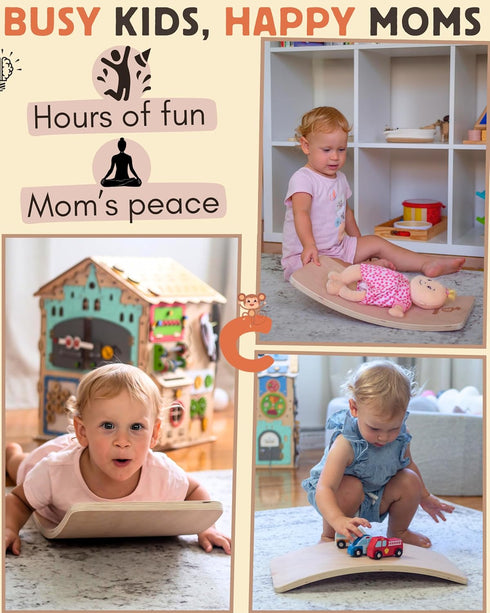 (17")) Toddler Balance Board - Wooden Wobble Board Toddler, Kids Wobble Board, Baby Balance Board (Small