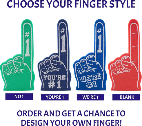 Giant 18 Inch Foam Finger - We're Number 1 Hand for Cheerleading, Sports Events, Vibrant Celebration Colors
