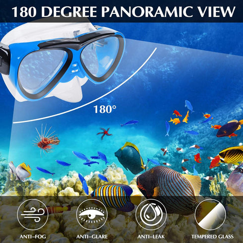 Kids Snorkel Set, Anti-Fog Mask with Nose Covers for Youth, Boys & Girls Age 5-12