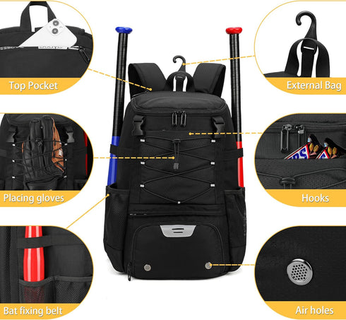 Softball Bag - Lightweight Baseball Bat Bag for Youth Girls Adults with Shoe Compartment and Fence Hook