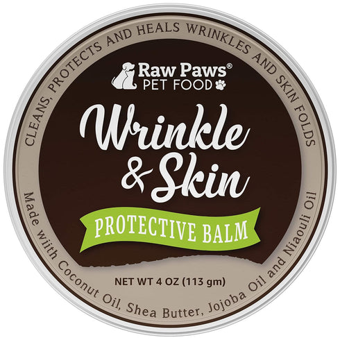 Raw Paws 4-Ounce Wrinkle & Skin Balm for Dogs, Natural Paste for Bulldogs, Dog Cream for Skin Fold Care