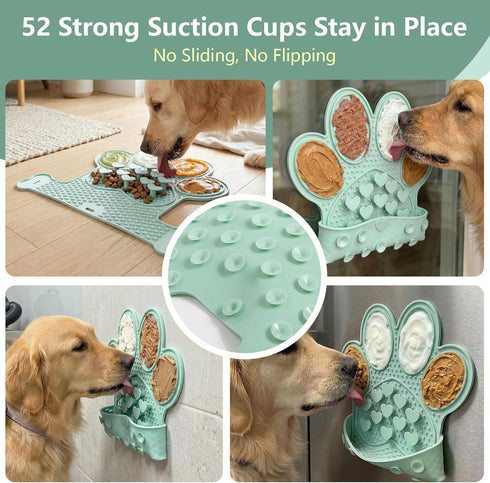 IRRESTRICO Dog Lick Mat with Suction Cups, Slow Feeder & Enrichment Mat for Dogs & Cats, Silicone Feeding Mat for Wet