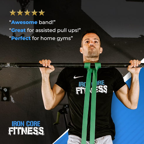 Pull Up Assistance Resistance Bands by Iron Core Fitness - Strength Training at Home or Gym with Ebooks Included