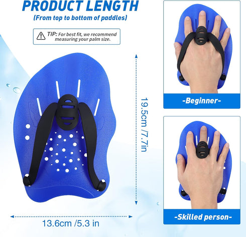 Swim Paddles Hand, Adjustable Straps Swim Paddles for Lap Swimming, Swimming Equipment for Women Men Children