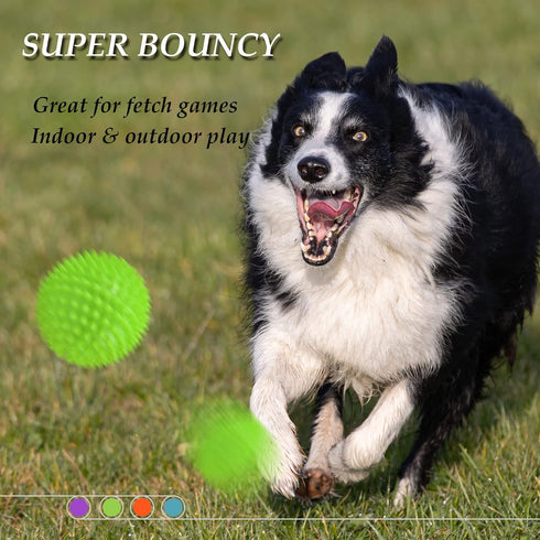 4.5” Squeaky Dog Balls, Toys for Medium Large Dogs, Spiky Ball for Aggressive Chewers, Big Outdoor Chew Toys