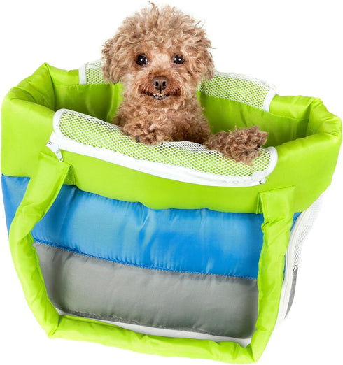 Pet Life Bubble-Poly Tri-Colored Insulated Fashion Pet Carrier - Designer Plush Dog Carrier with Ventilated Mesh