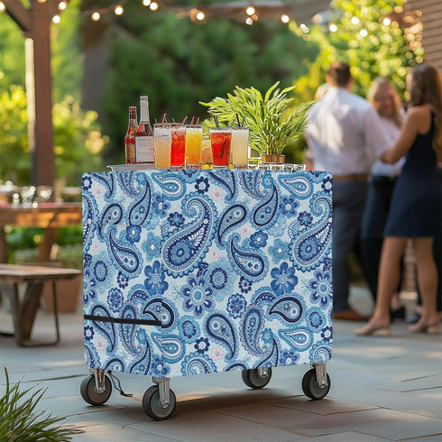 Xumfabuy 80-100 Boho Patio Cooler Cover, Outdoor Bar Cart Cover for Quart Rolling Ice Chest Cooler, Cart Covers
