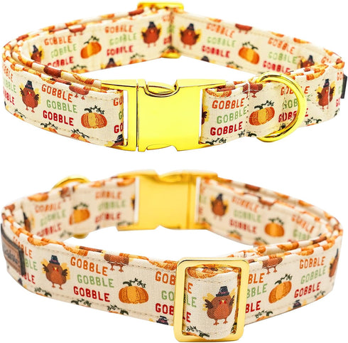 Dog Collar, Thanksgiving Turkey Pet Collar Bow, Holiday Adjustable Collar for X-Large Dogs