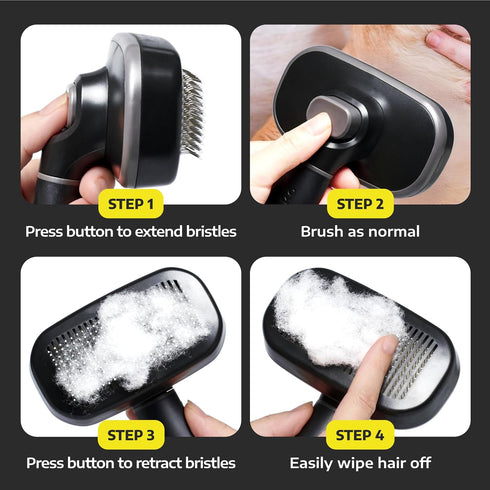 Hertzko Grooming Tool for Cats & Dogs – Self Cleaning Slicker Brush, Retractable Bristles, Easy-Clean Deshedding Brush