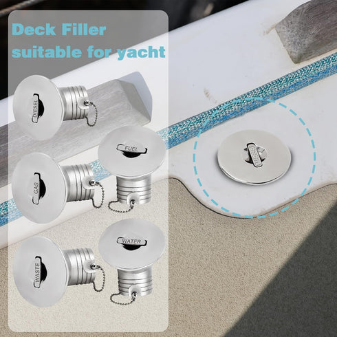 SHENGHUISS Boat Deck Fuel/Gas/Water/Waste Fill/Filler Tank Key - Marine 316 Stainless Steel Deck Filler Marine Hardware