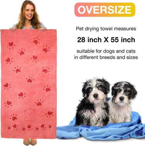 Chumia 8 Pcs Dog Towels, 55 x 28 Inches Absorbent Microfiber Soft Beach Towels for Pet Bathing