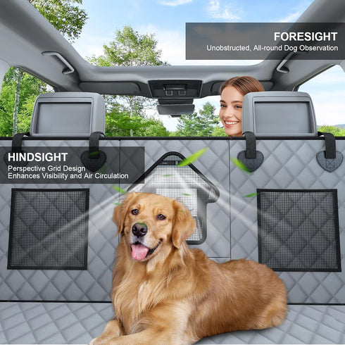 CarChic Hammock Dog Car Seat Cover for Back Seat - Waterproof Pet with Embedded Insert Door Protectors (XLarge for Crew