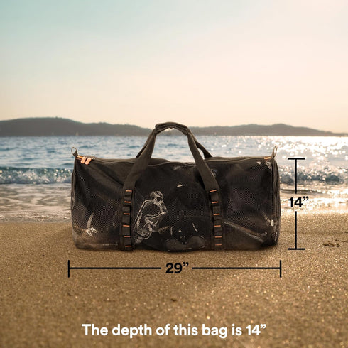 Fitdom 90L Large Mesh Duffle Bag for Scuba Dive or Snorkel Equipment, Ideal for Water Sports & Beach Activities