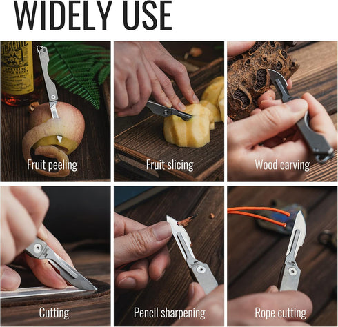 KeyUnity KK01 Titanium Folding Knife, Utility EDC Pocket Knife with #24 Replaceable Blade for Outdoor Use