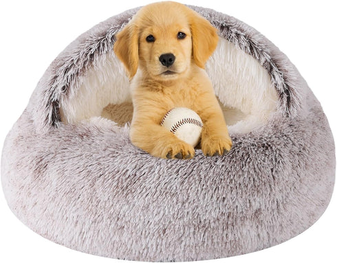 Dog Beds for Small Dogs, Washable Cute Cat Bed Cave, Cozy Nook Pet Bed for Dogs or Cats, Anti-Slip Puppy Bed (Coffee,