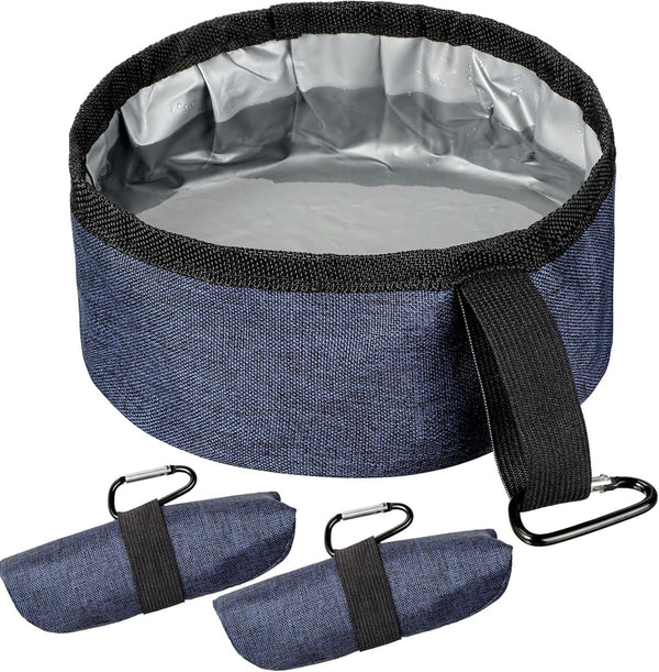 2 Pack Portable Dog Bowls: Foldable Travel Water and Food Bowls for Small and Large Dogs (Dark Blue, 40 oz)