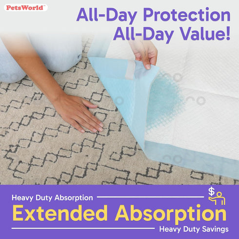 37"x54" 25 Count PetsWorld Enormous Dog Pee Pads XXXL Pet Pee Pads for Giant Dogs & Pets, Heavy Duty Leak-Proof Dog