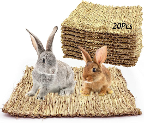 Tfwadmx 20 Pcs Bunny Grass Mat Rabbit Natural Straw Woven Bed Small
