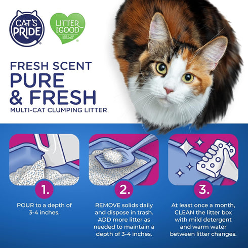 Cat's Pride Premium Lightweight Clumping Litter: Pure & Fresh, 10 Pounds - Multi-Cat, Scented, Up to 10 Days Odor