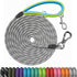 NTR Dog Training Leash, 10FT Check Cord Rope Lead with 2 Swivel Hooks, Reflective Threads, Soft Rubber Handle - Grey