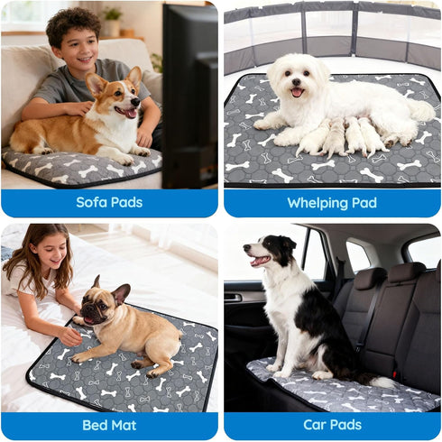 SEHFKKD 2 Pack 18"x24" Washable Pee Pads for Dogs, Absorbent Reusable Puppy Training Pads, Leakproof, Non-Slip