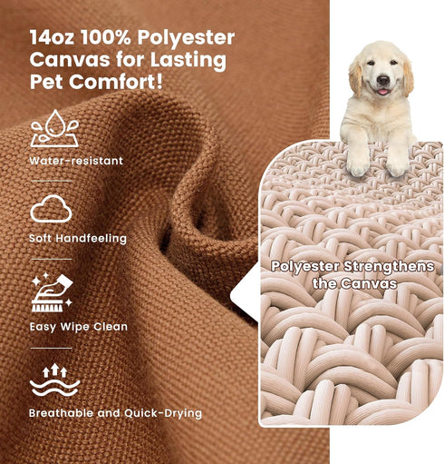 Miguel Durable Canvas Dog Bed, Waterproof with Removable Washable Cover, 14 Ounce Canvas Pillow for Large Medium Small