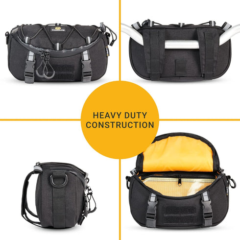 Multifunctional Motorcycle Handlebar Bag - Water Resistant Tool Bag for Motorbike, Dirt Bike, Bicycle, ATV