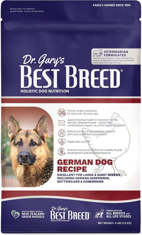 Best Breed German Dog Diet Made in USA, Natural Dry Dog Food, 4lbs