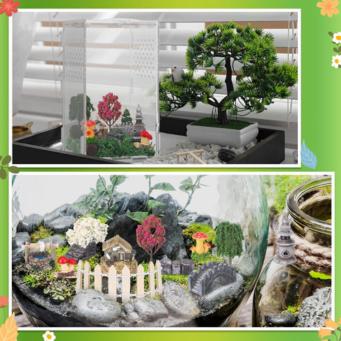 RoundFunny 23 Set Pcs Jumping Spider Enclosure and Habitat Miniatures Figurines Clear Acrylic Enclosure Mini Jumping