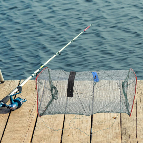 3pcs 50x20x20cm Toyvian Foldable Lobster Trap Shrimp Fishing Net with Spring Frame, Small Mesh Bait Trap for Outdoor