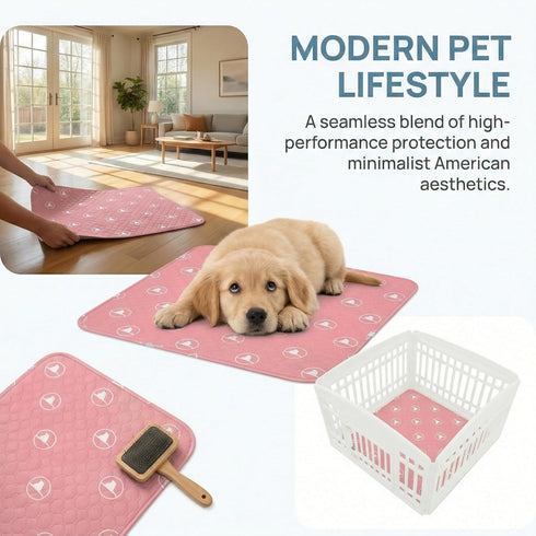 2 Pack 36"x36" 3-Layer PJYuCien Non-Slip Pet Playpen Mat with Comfort, Reusable and Washable Training Crate Pad, Travel