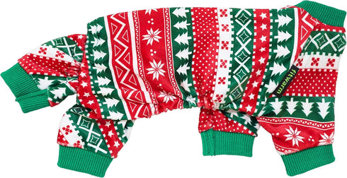 Fitwarm Dog Christmas Outfit, Red Green Pajamas for Small Dogs, Ugly Sweater for Boy Girl, Cat PJS