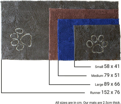 Dog Gone Smart Dirty Dog Microfiber Paw Doormat - Super Absorbent Muddy Mats for Dogs, Machine Washable, Small Mist Grey