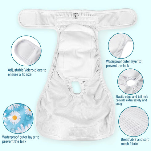 3 Pack Pet Soft Female Dog Diapers, Washable Dog Diapers for Dogs in Heat, Reusable Dogs Period Panties, Puppy Diapers