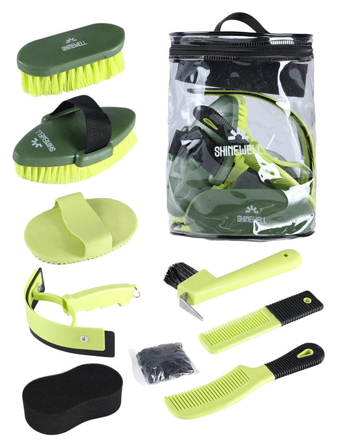 ShineWell Horse Grooming Kit, Complete Horse Brush Set, Equine Grooming Tools for Shedding
