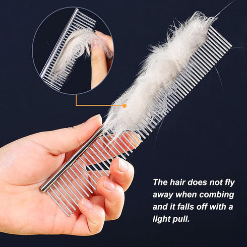 3 Pack Metal Comb for Dogs & Cats - Professional Grooming Tool for Long & Short Haired Pets (Large, Medium, Small)