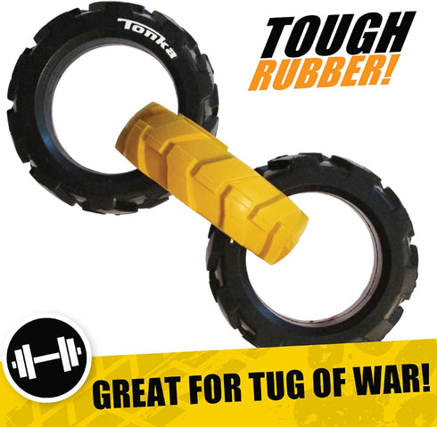 Tonka Rubber 3-Ring Tug Dog Toy, Lightweight and Durable, 7.5 Inches for Medium/Large Breeds