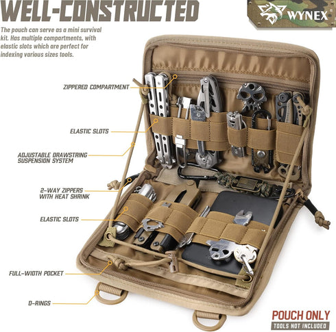 WYNEX Tactical Folding Admin Pouch, Molle Tool Bag of Laser-Cut Design, Utility Organizer EDC Medical Bag Modular