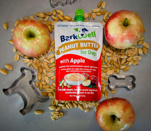 8oz BarkWell Peanut Butter Squeeze - Pouch All-Natural Dog Peanut Butter with Apple, Sourced and Made in The USA Dog