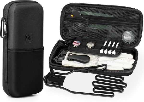 Odor-Absorbing Golf Glove Holder Case - Fits Golf Club Bag with Glove Shaper and Storage for Accessories