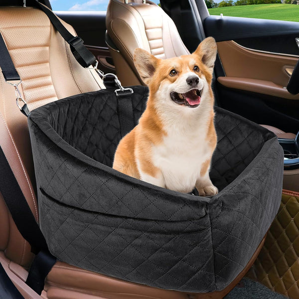 Dog Car Seat for Small Medium Dogs, Detachable Washable Booster Seat Under 30lbs with Storage Pockets