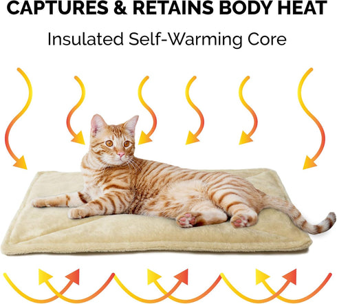 Furhaven ThermaNAP Self-Warming Cat Bed, Cream, Small - Washable & Reflects Body Heat