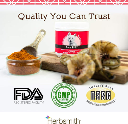 Herbsmith Pure Krill: Wild-Caught Antarctic Krill, Just 1 Ingredient, Omega 3s for Dogs, 75g