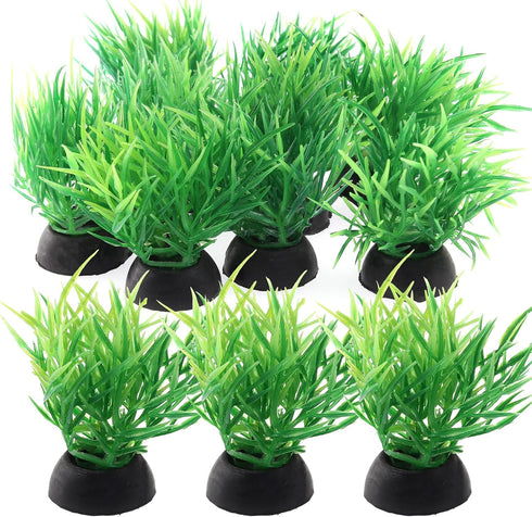 Green Aquarium Plant Ornaments, Artificial Water Plants, Lifelike Plastic Fish Tank Foreground Grass, Water Tank Decorations (10Pcs) by Piutouyar