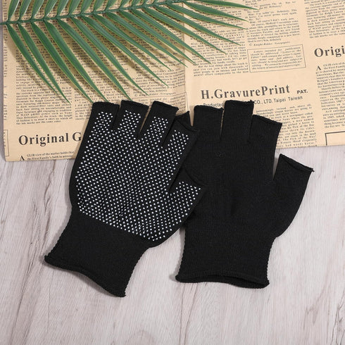 Xthrotsenk 2 Pairs Fingerless Work Gloves Workout Gloves for Men Black Half Gym Glove Thin Non Slip Exercise Anti-Slip