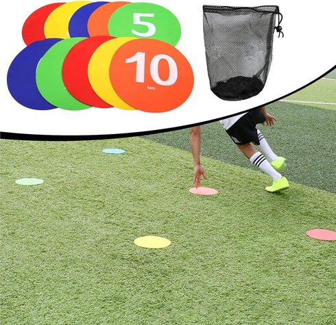 KaiYeA 10Pcs 23cm Spot Markers Spots Markers with Storage Bag Floor Discs Diameter Non Slip Floor Markers Floor Dots